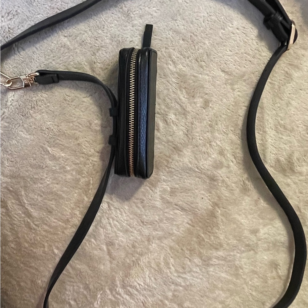 Black Crossbody Bag with Gold Zipper
